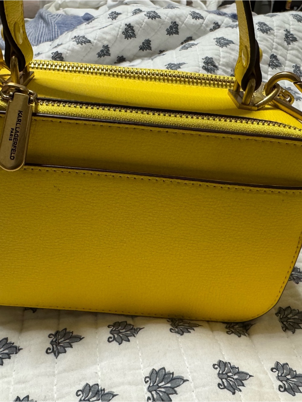 Karl Lagerfeld Yellow Stud-Embellished Crossbody Bag with Logo Plaque - Picture 10 of 16